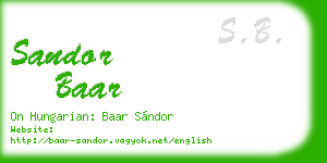 sandor baar business card